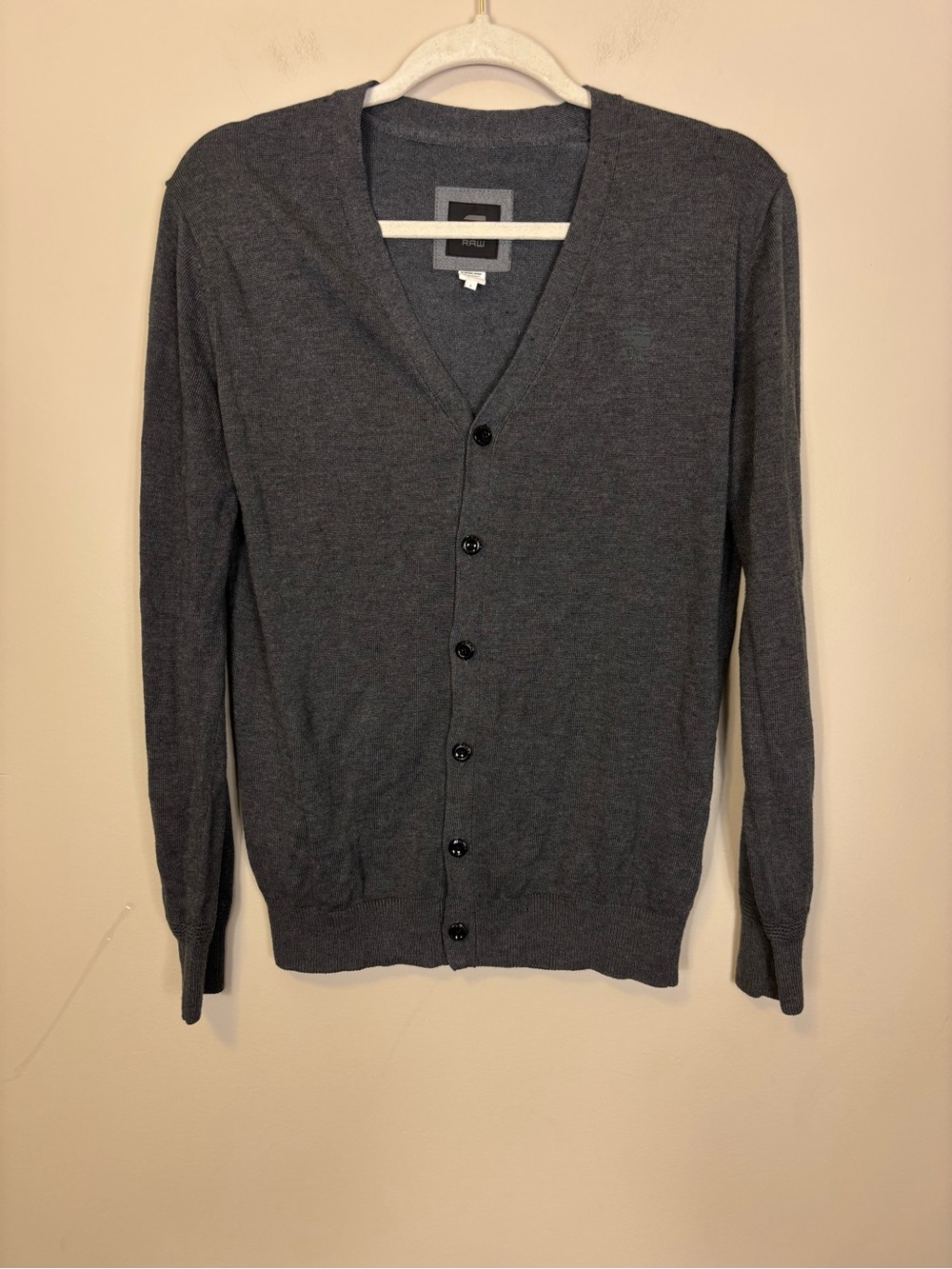 G-Star RAW Grey V Neck Button Down Berlow Cardigan Knit Sweater Men’s Small